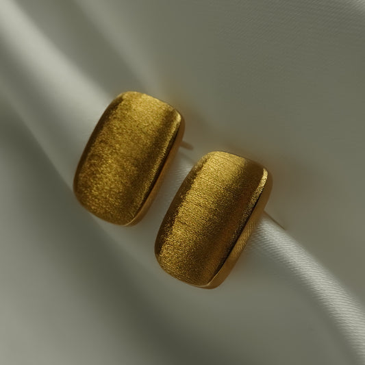Golden Aura Stud Earrings Pure 925 Silver