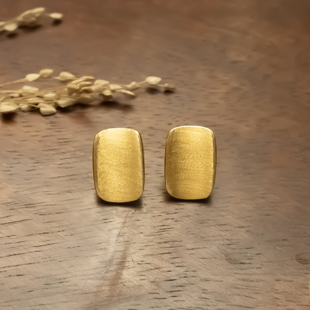 Golden Aura Stud Earrings Pure 925 Silver