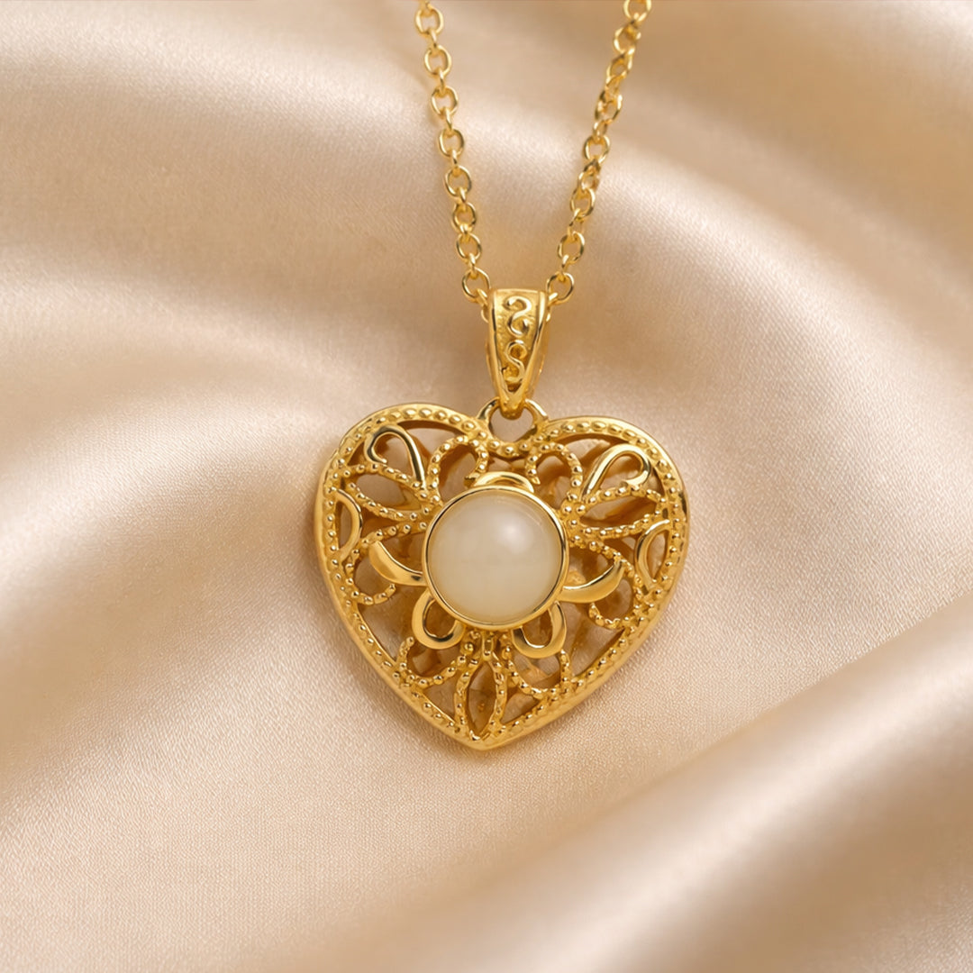 Golden Heart Aura Necklace Pure 925 Silver