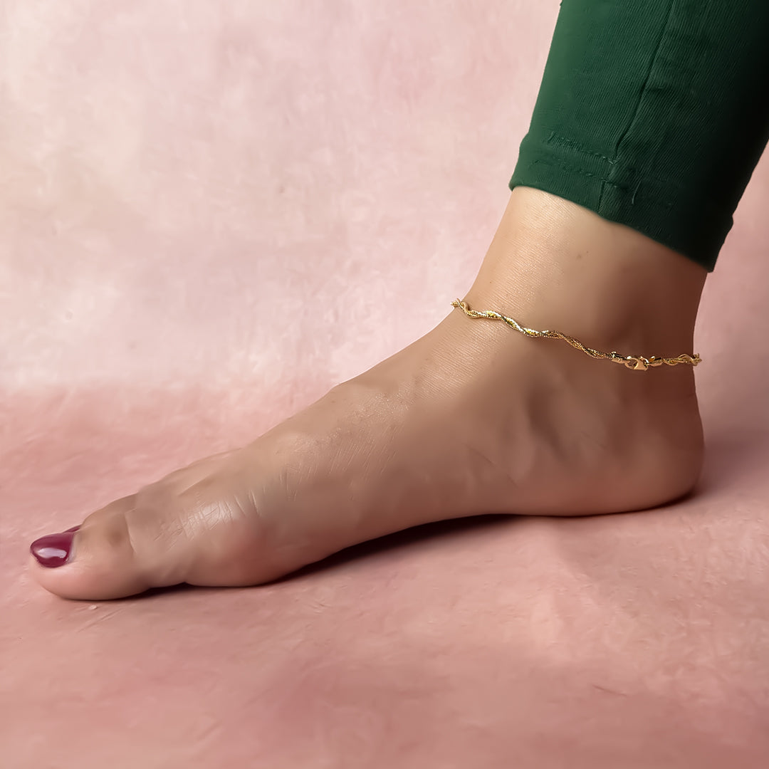 Italian Golden Wave Pure 925 Silver Anklet (Pair)