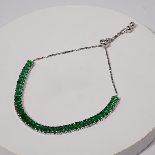 Emerald Glow 925 Silver Tennis Bracelet