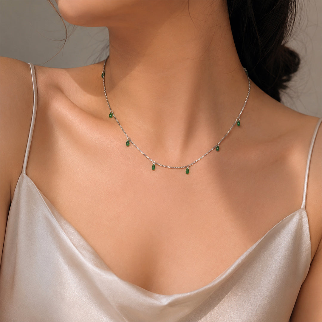 Green Charm Drop Necklace