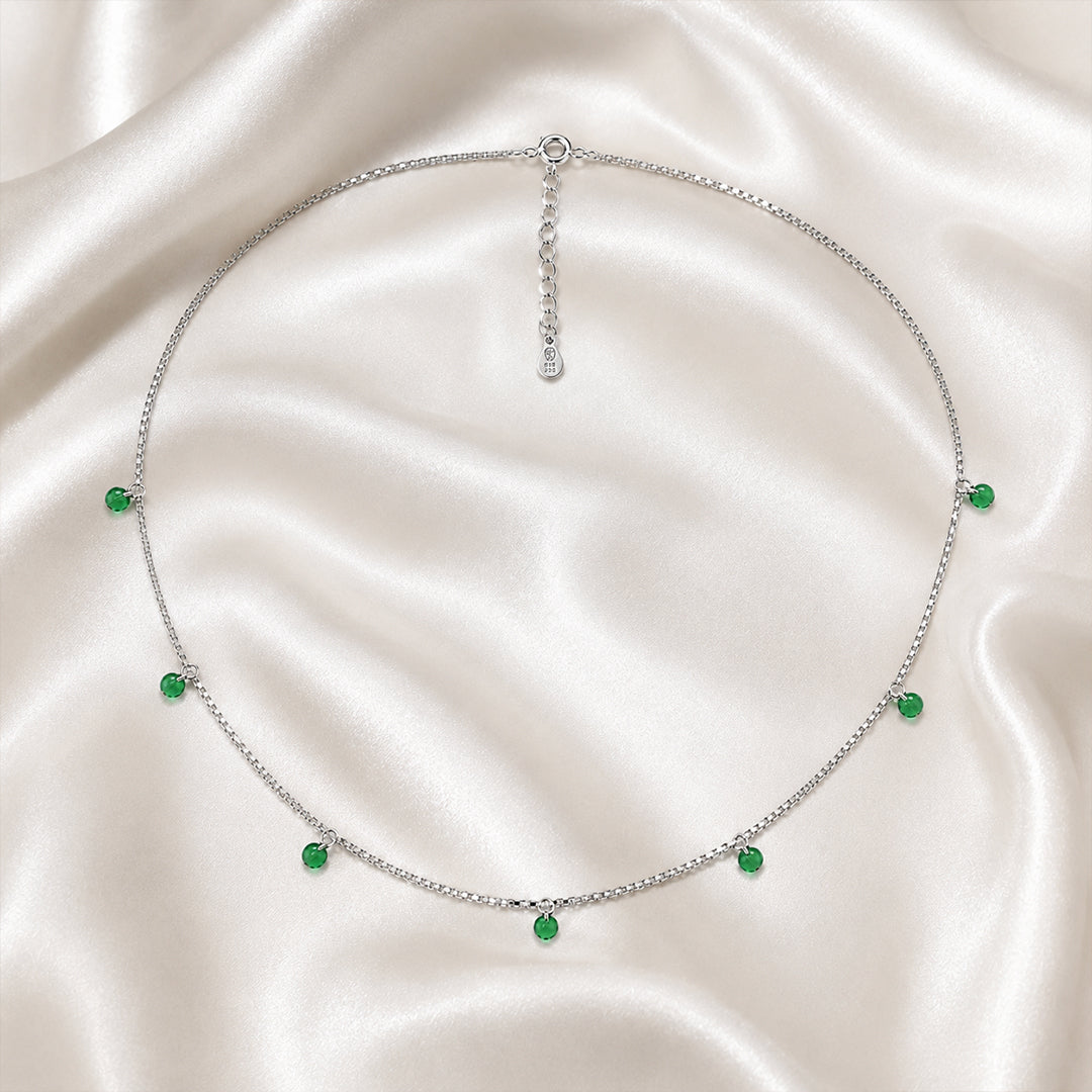Green Charm Drop Necklace