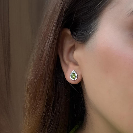 Olive Dew Stud Earrings Pure 925 Silver