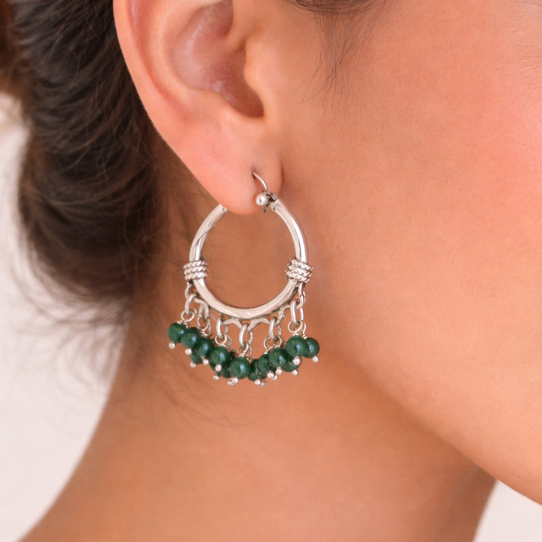 Green Jhumki Earrings – 925 Sterling Silver