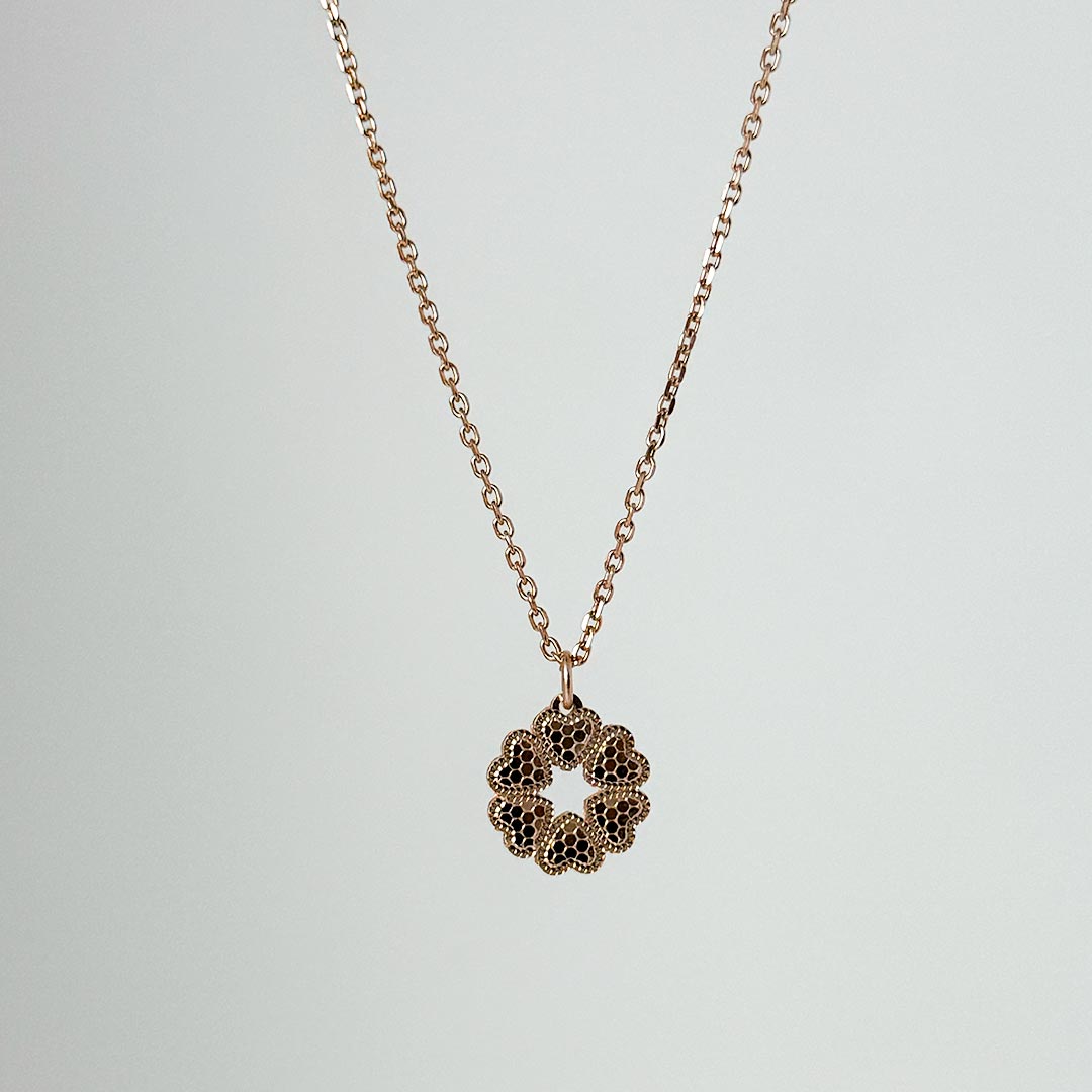Rose Gold Love Cluster Necklace Pure 925 Silver