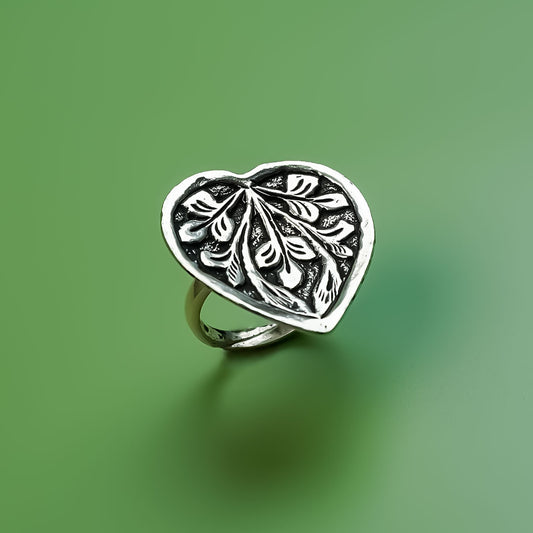 Heart Silver Adjustable Ring