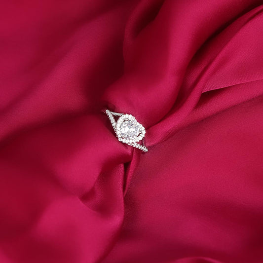 Heart Solitaire Adjustable Ring Pure 925 Silver
