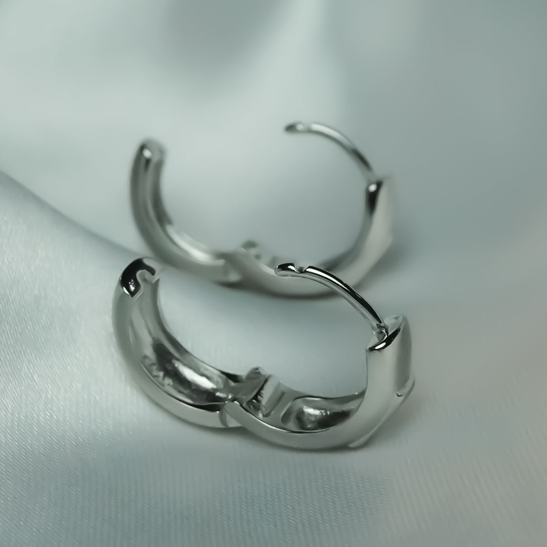 Hoop Front Stone Pure 925 Silver Earrings