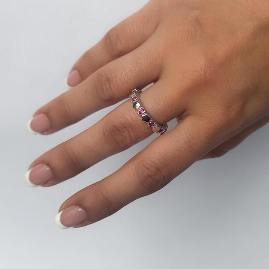 Fuchsia Flame – 925 Silver Hot Pink Eternity Band(Size 6)
