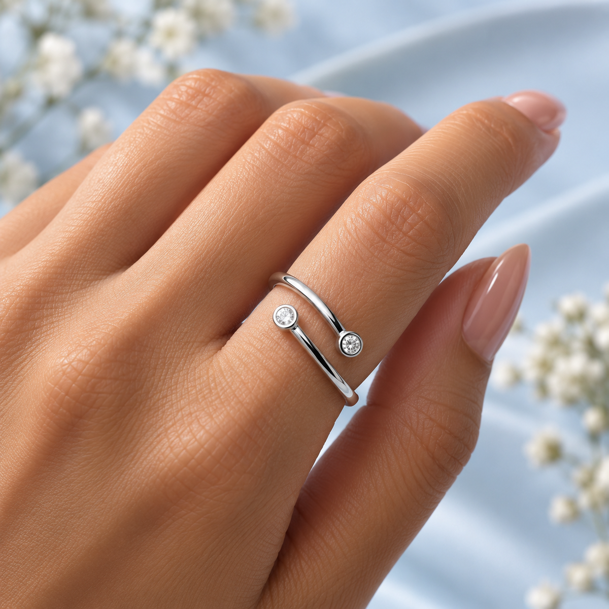 925 Silver Curve Adjustable Ring