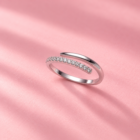 CZ 925 Sterling Silver Adjustable Ring