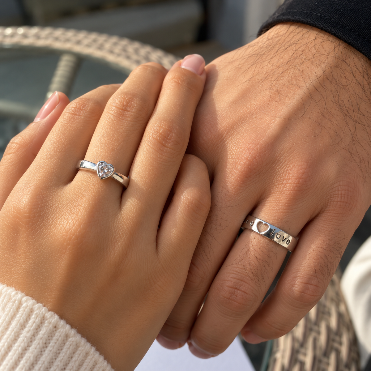 Love Couple Adjustable Band Ring