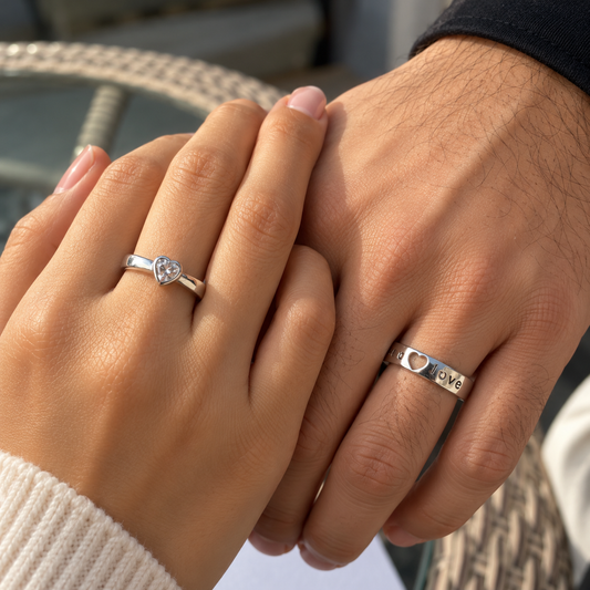 Love Couple Adjustable Band Ring