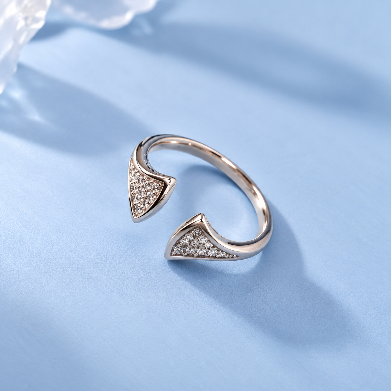 Pavé Triangle 925 Silver Ring