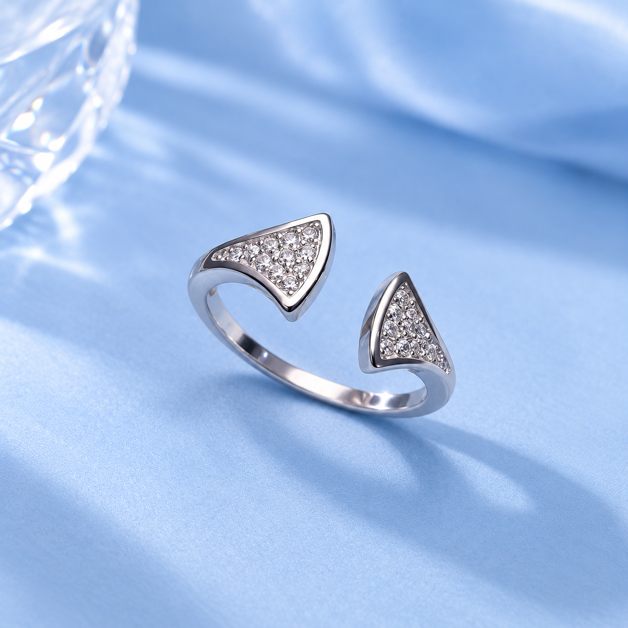 Pavé Triangle 925 Silver Ring