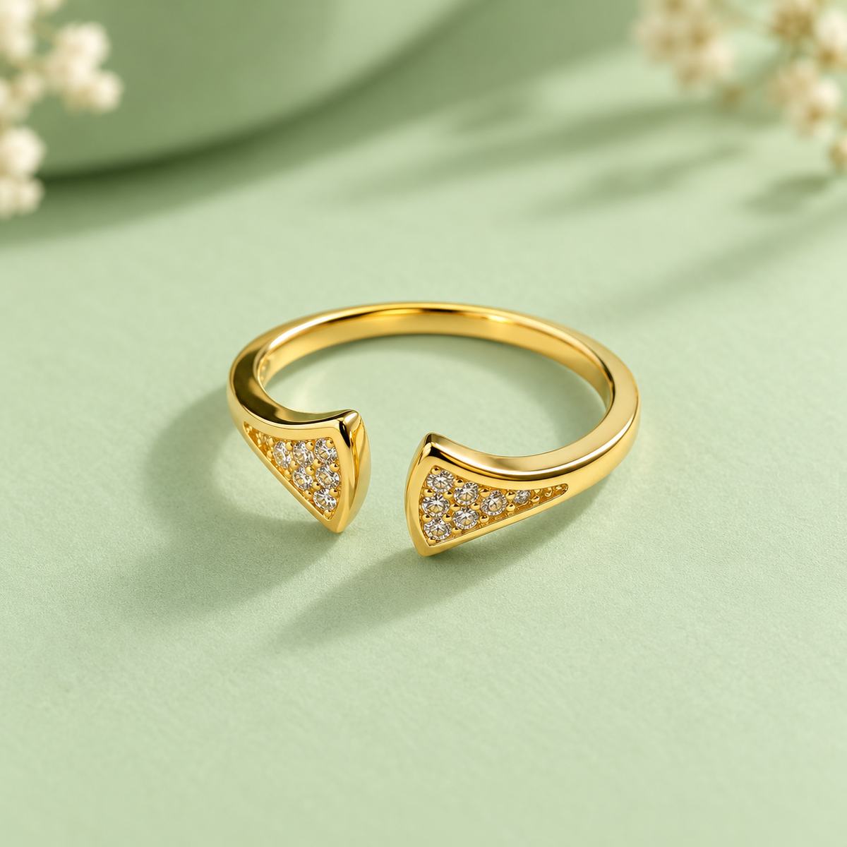 Pavé Triangle 925 Silver Ring
