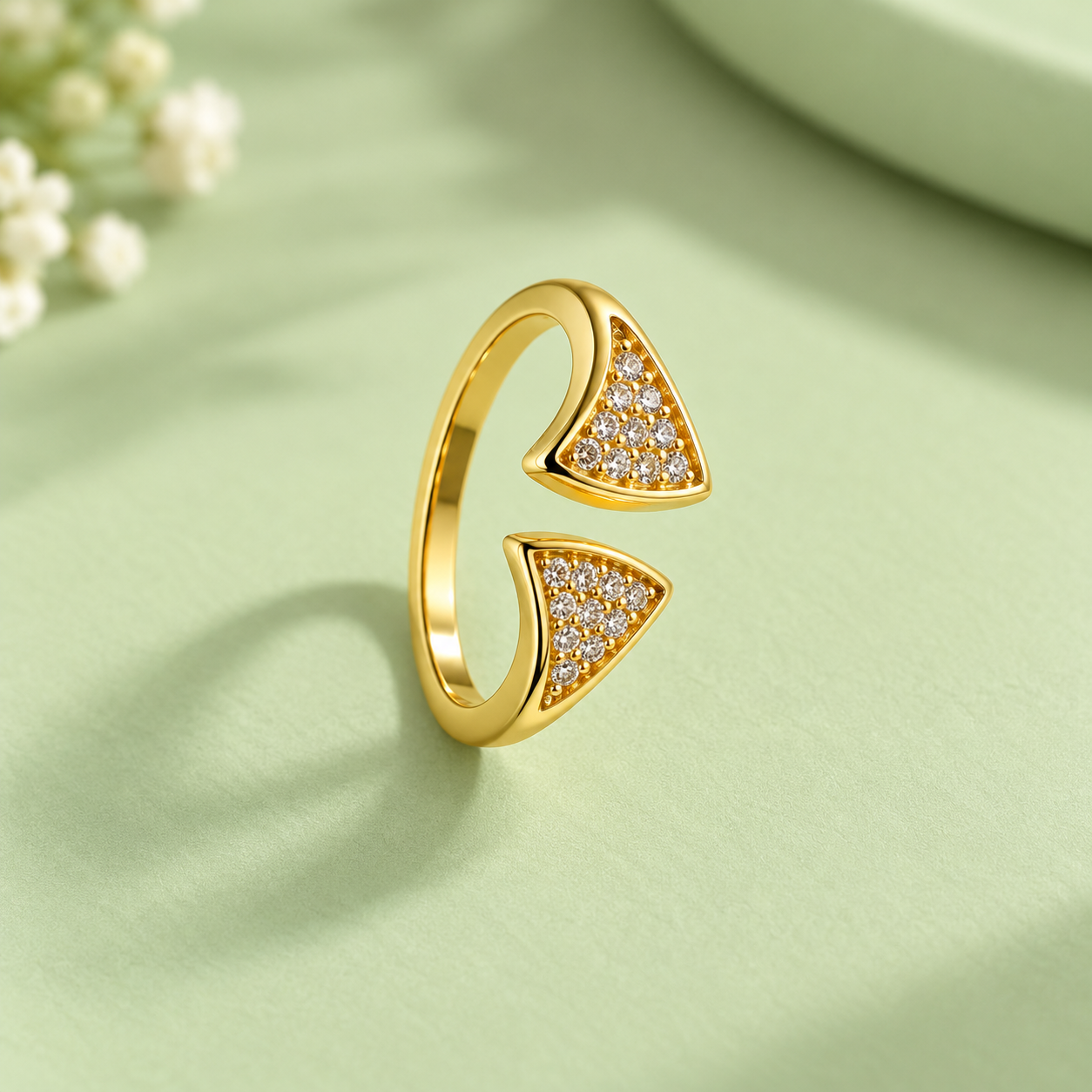 Pavé Triangle 925 Silver Ring