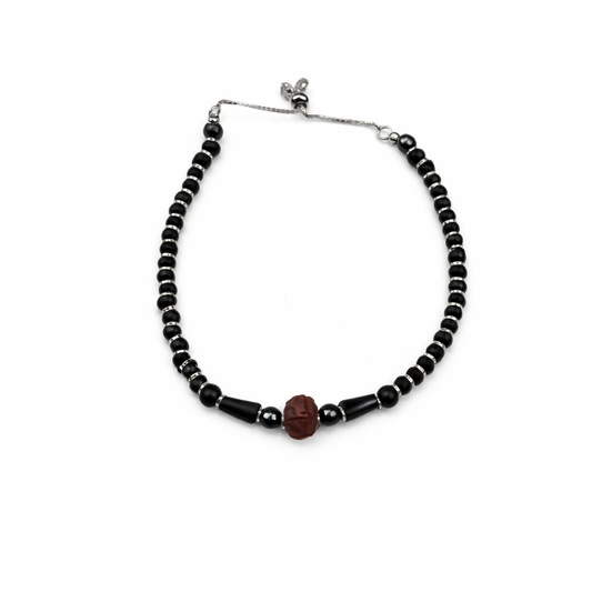 Silver Rudraksha Nazariya Adjustable Bracelet
