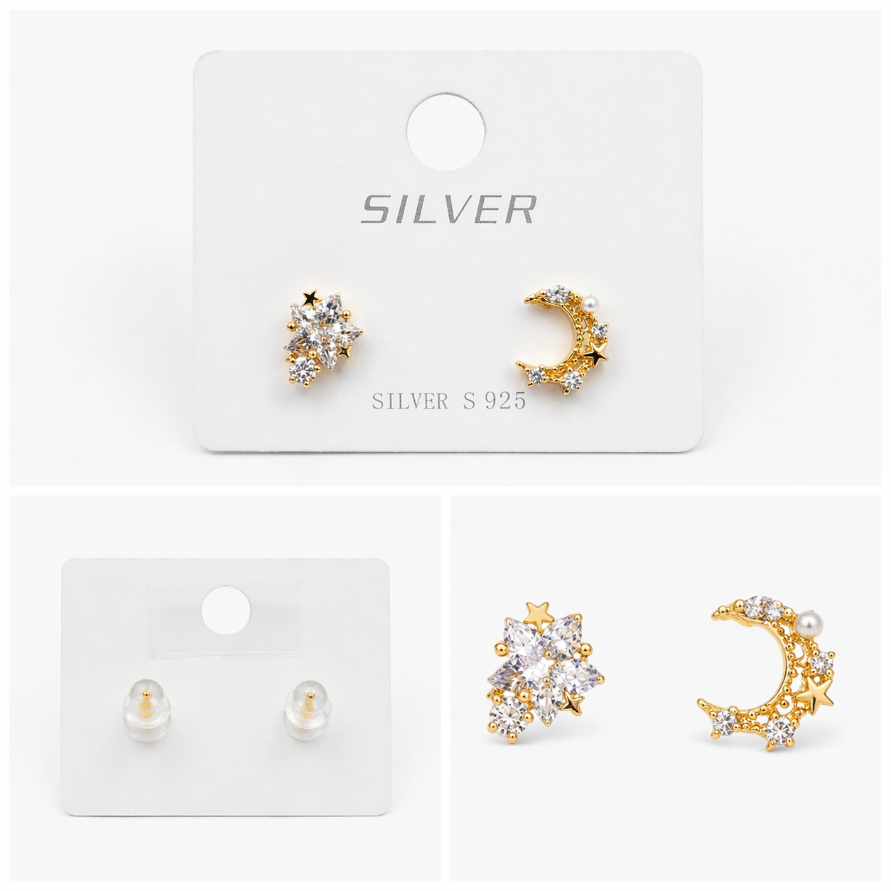 Celestial Asymmetrical Stud Earrings