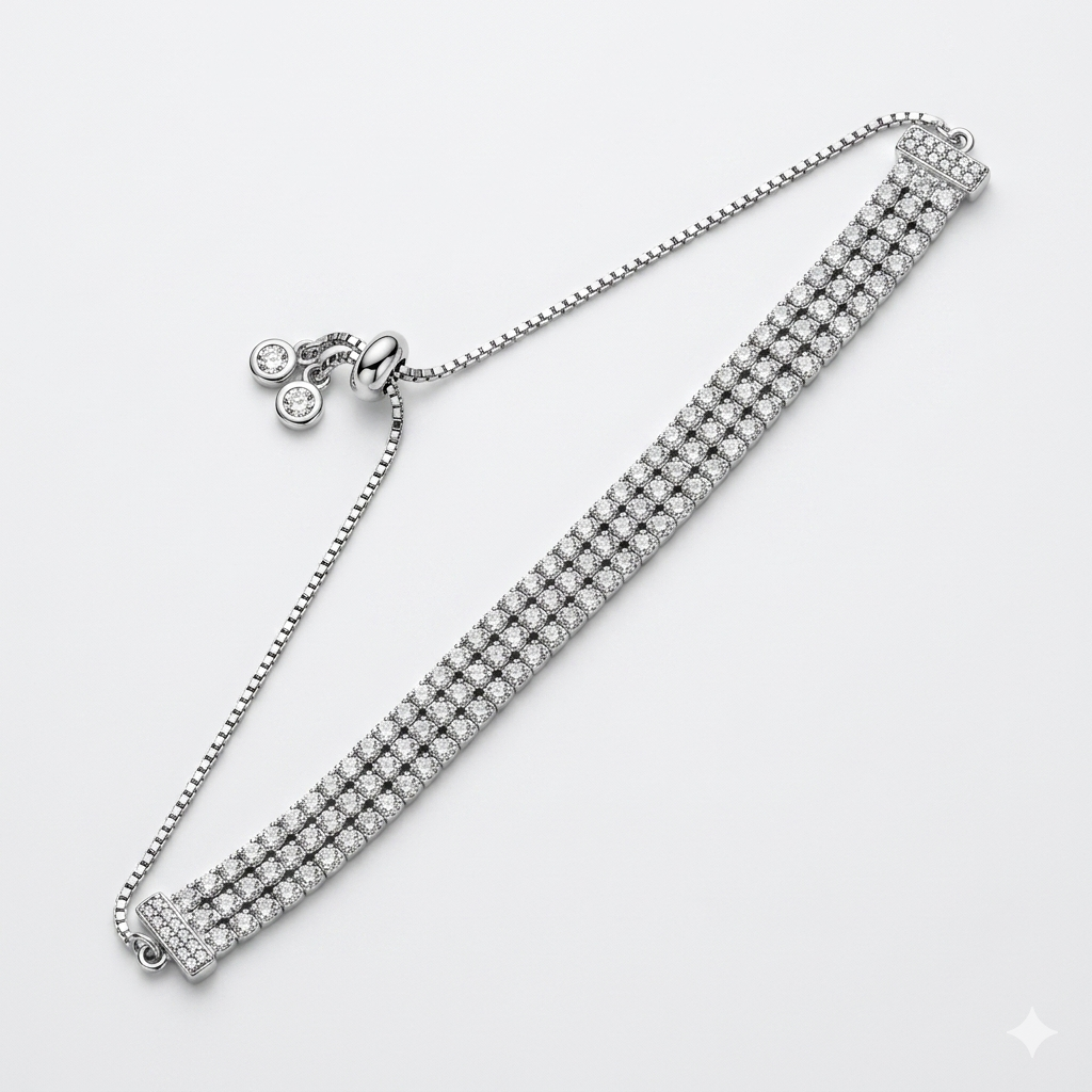 Celeste Triple Row Adjustable Tennis Bracelet (925 Silver)