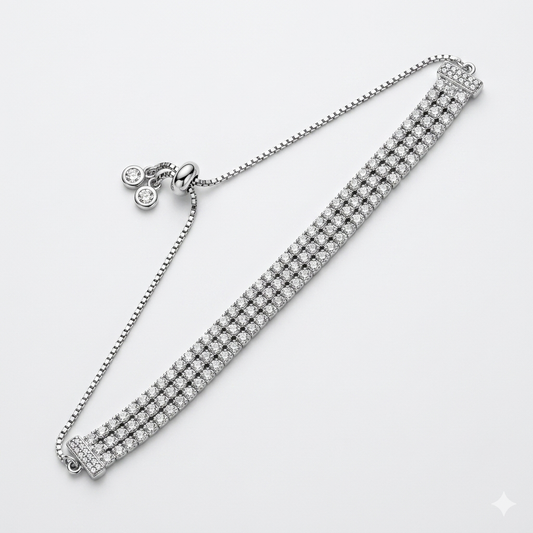Celeste Triple Row Adjustable Tennis Bracelet (925 Silver)