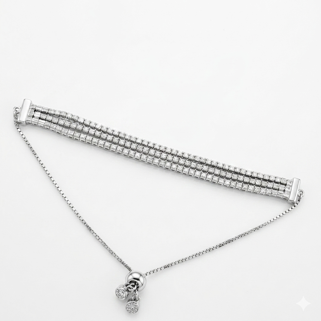 Celeste Triple Row Adjustable Tennis Bracelet (925 Silver)