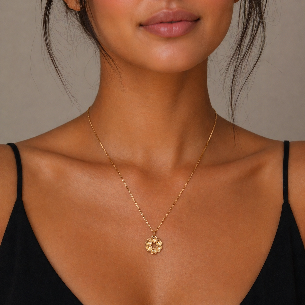 Rose Gold Love Cluster Necklace Pure 925 Silver