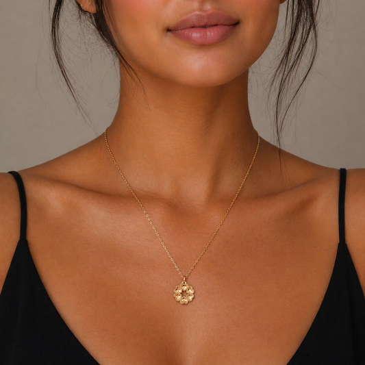 Rose Gold Love Cluster Necklace Pure 925 Silver