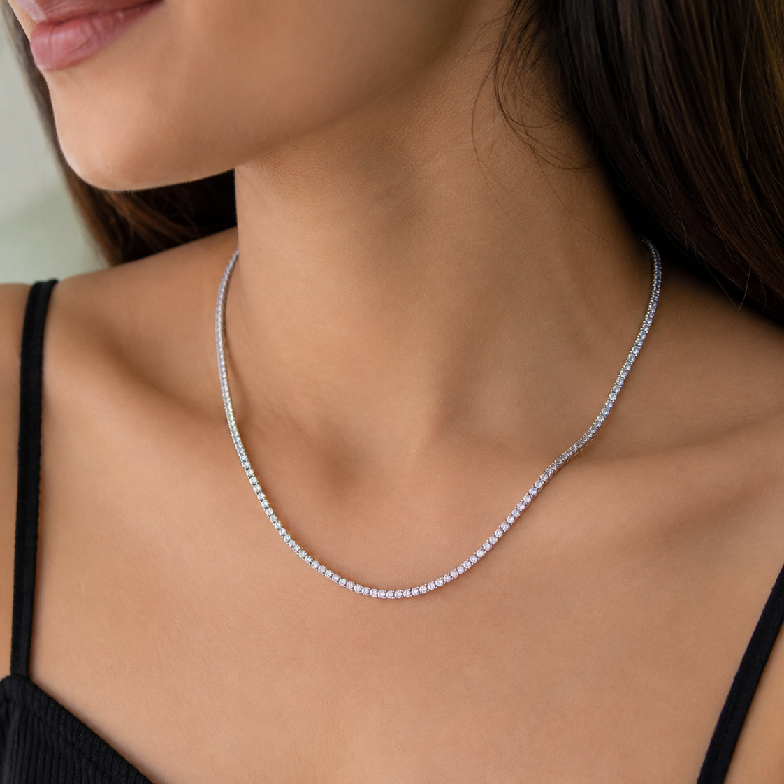 Taravya Radiance Tennis Necklace – 925 Sterling Silver