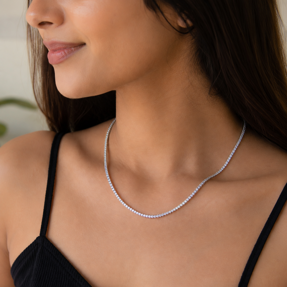 Taravya Radiance Tennis Necklace – 925 Sterling Silver