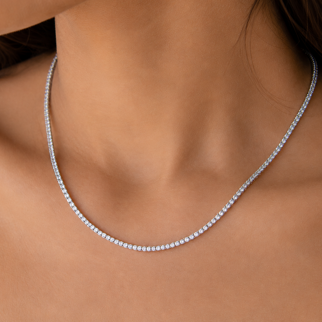 Taravya Radiance Tennis Necklace – 925 Sterling Silver
