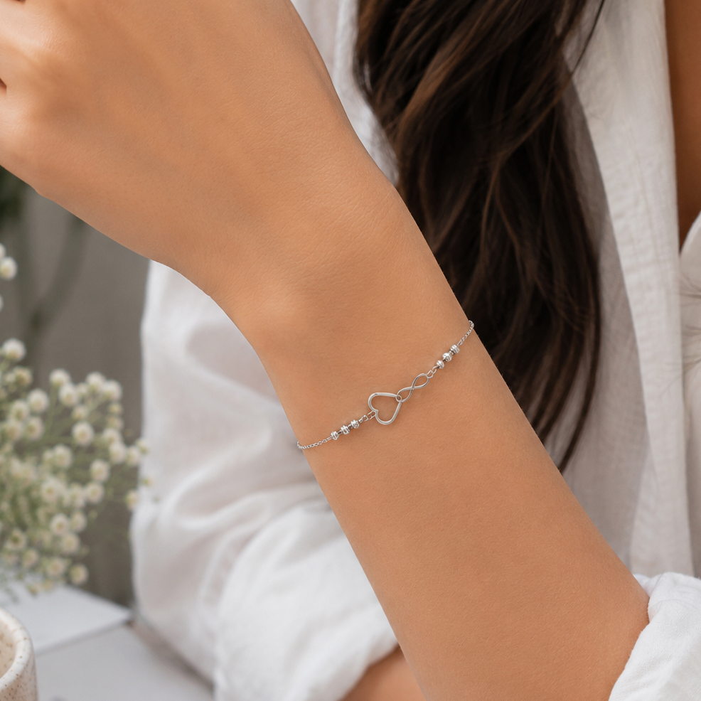 Infinite Heart 925 Sterling Silver Bracelet