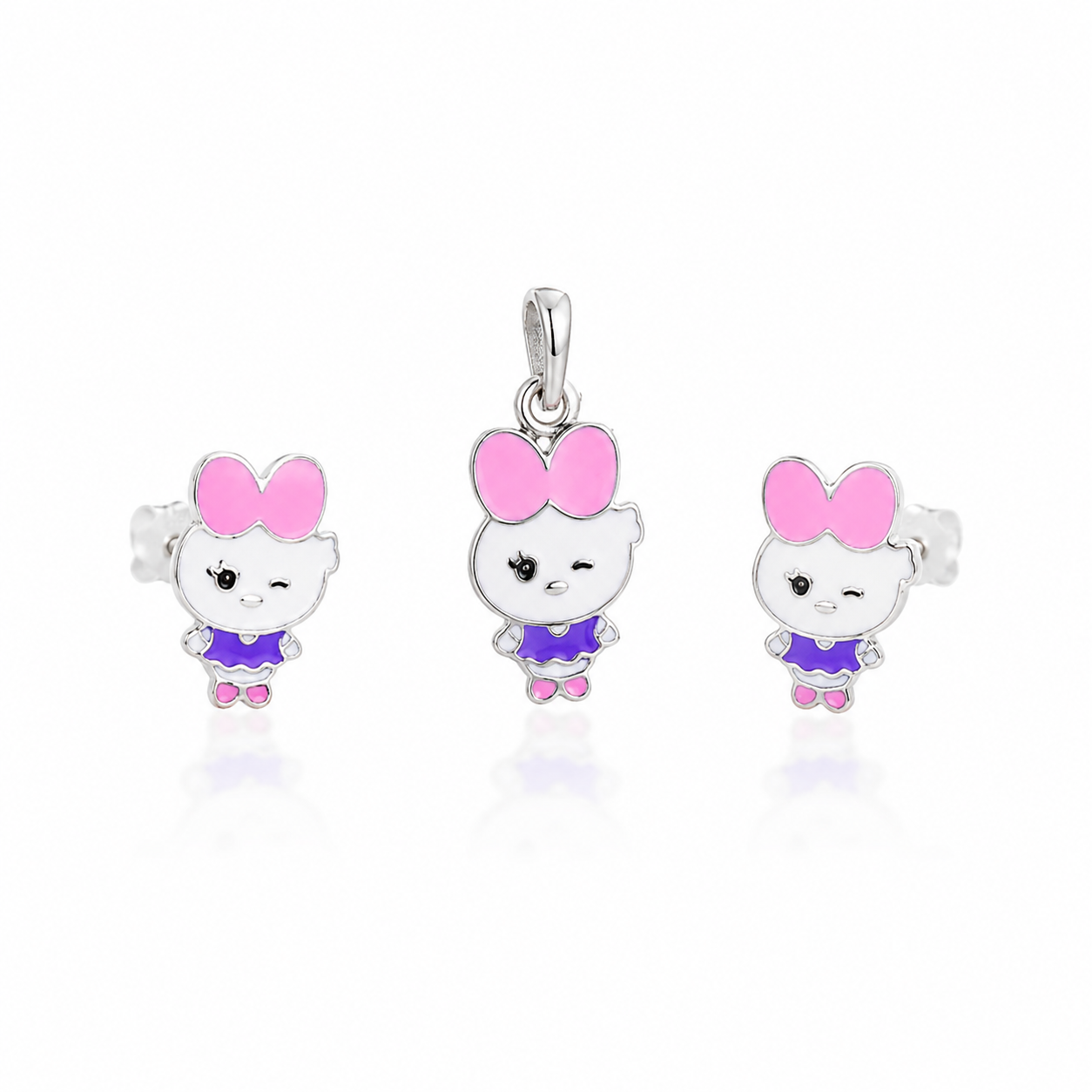 Kids Kitty Enamel Earrings & Pendant Set (Pendant Only) – 925 Sterling Silver