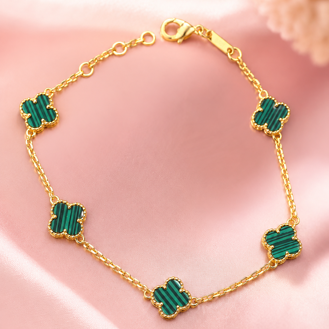 Emerald Clover 925 Sterling Silver Bracelet