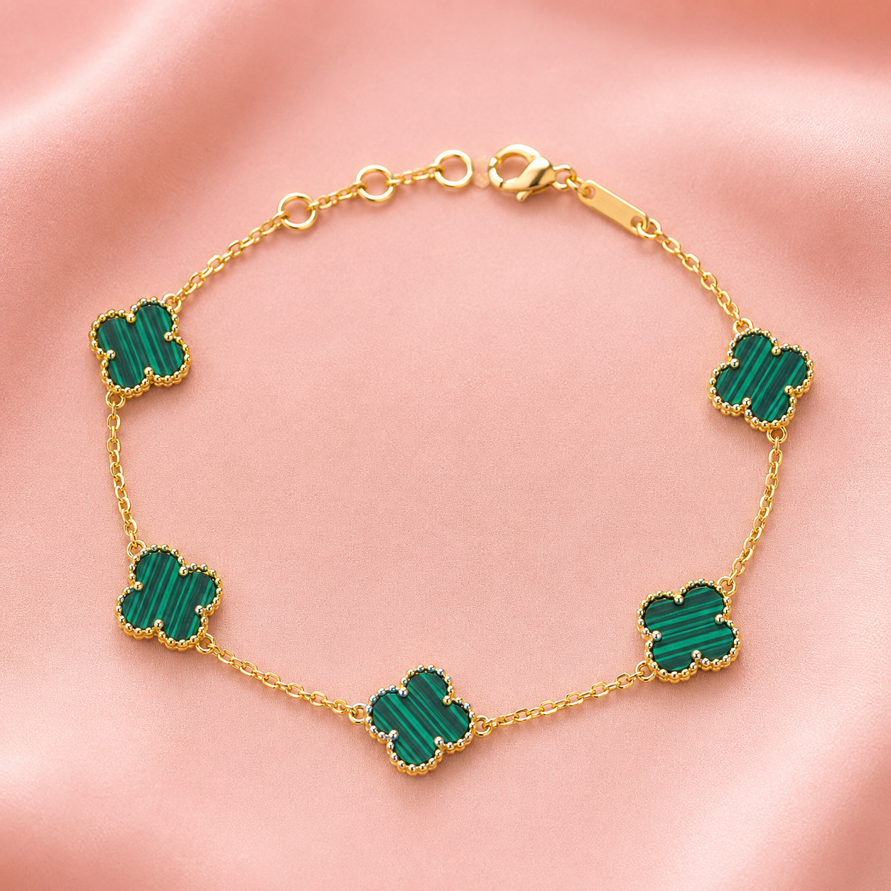 Emerald Clover 925 Sterling Silver Bracelet