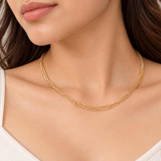 Silver Duo-Tone Layered Italian Chain Taravya