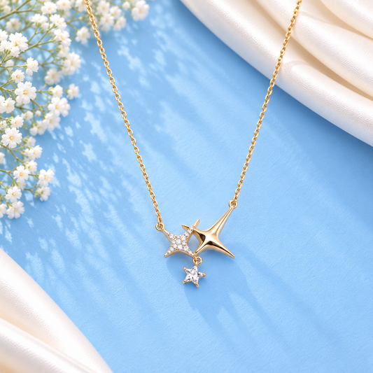The North Star Rhodium Plated 925 Silver Necklace Taravya