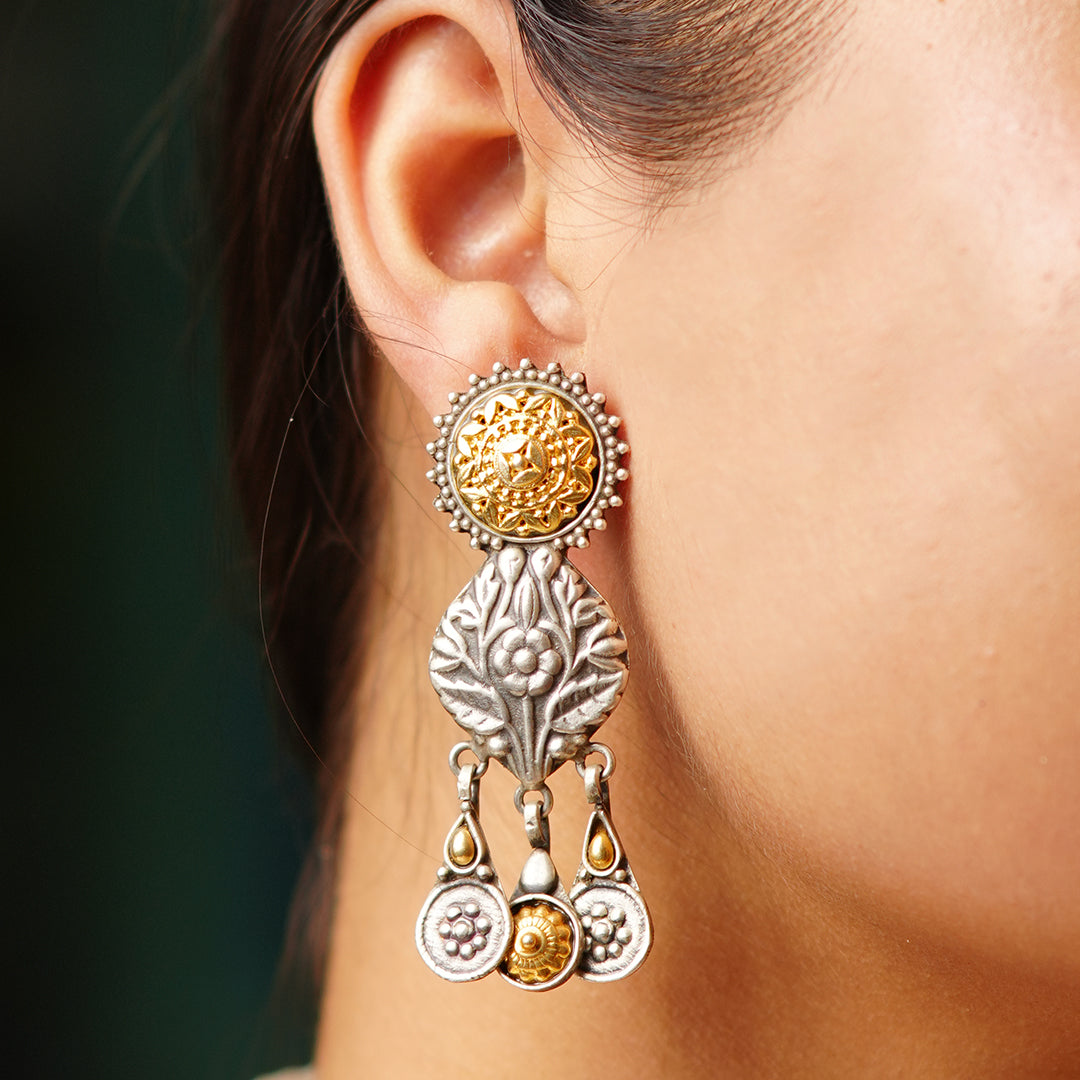Jaipuri Heritage Two-Tone Dangler Pure 925 Earrings