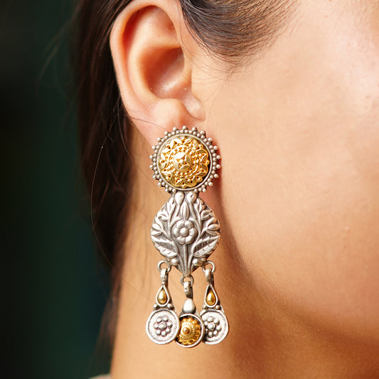 Jaipuri Heritage Two-Tone Dangler Pure 925 Earrings
