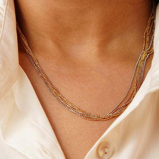Italian Tricolour Multilayer Chain Pure 925 Silver