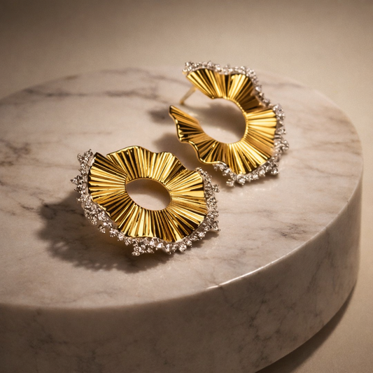 Royal Petals Gold Statement Earrings