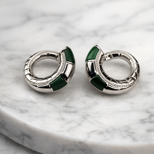 Regal Serpent Emerald Earrings