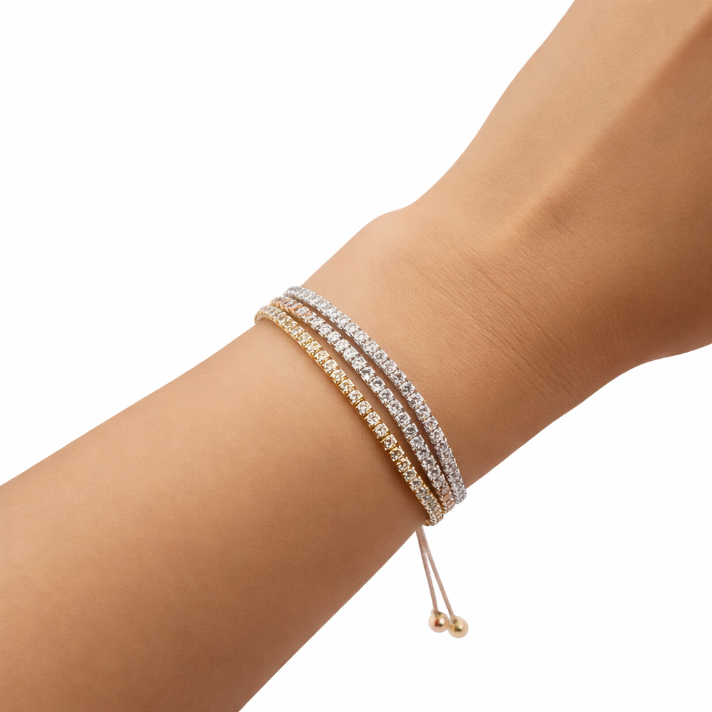 Tricolor Adjustable Tennis Bracelet | 925 Silver