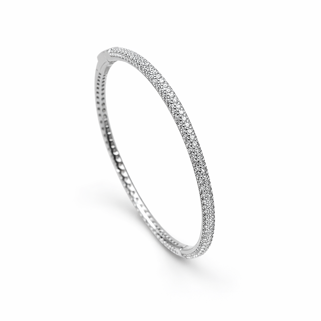 Silver Dainty Diamond Cut Bracelet