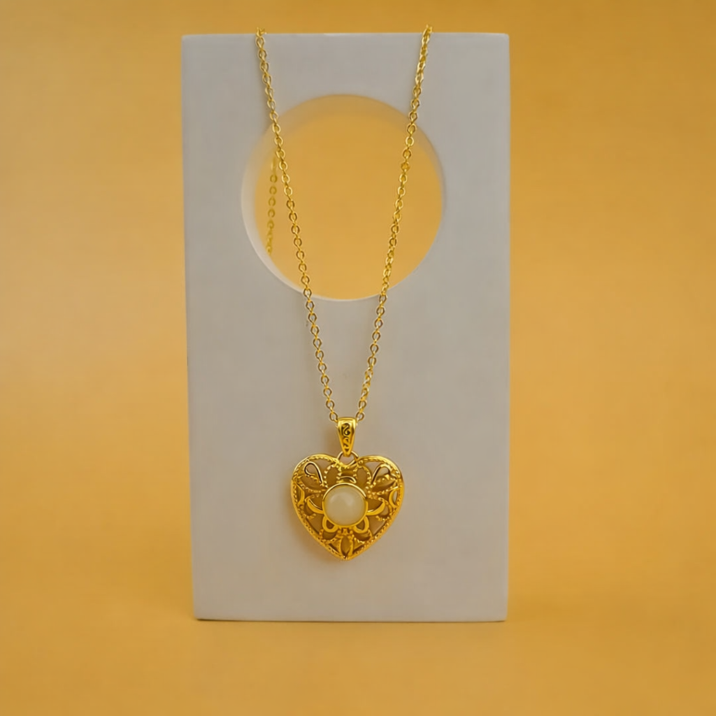 Golden Heart Aura Necklace Pure 925 Silver