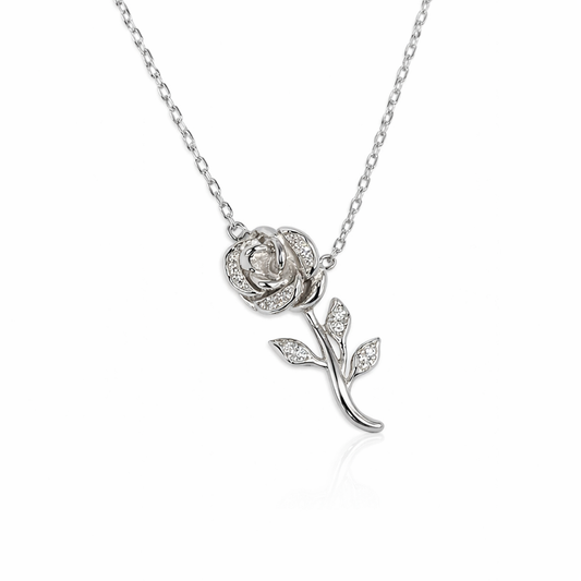 Rose Necklace Set — Pure 925 Sterling Silver