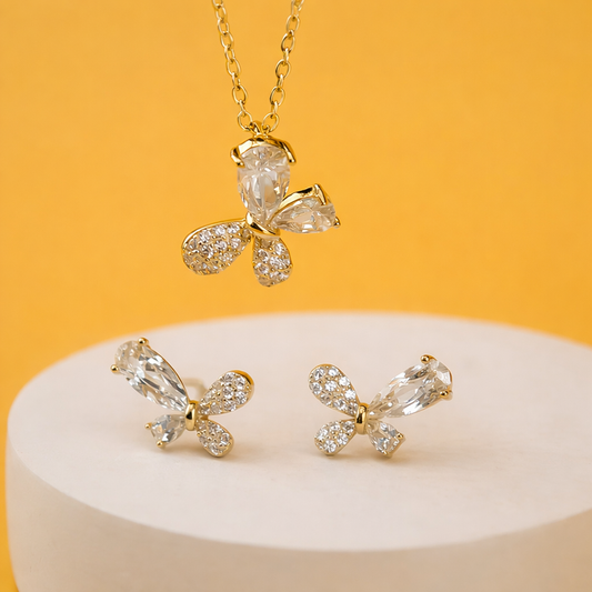 Celestial Butterfly Crystal Jewelry Set – 925 Sterling Silver