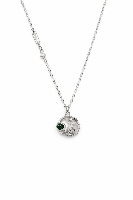 Emerald Heart Silver Necklace With Earrings| 925 Silver