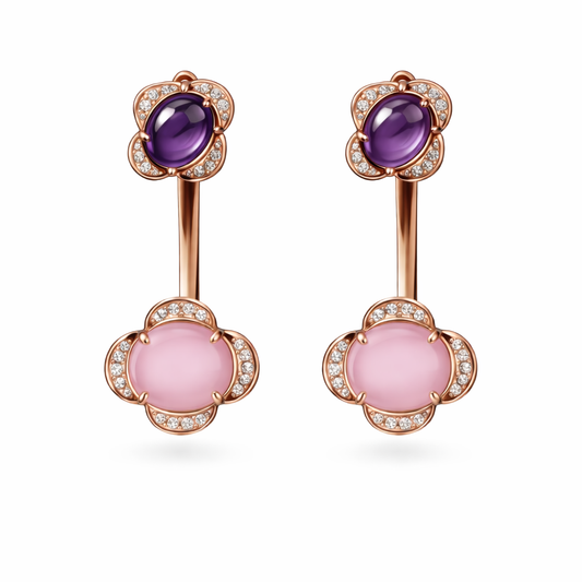 Lavender Glow Adjustable Length Earrings Pure 925 Silver